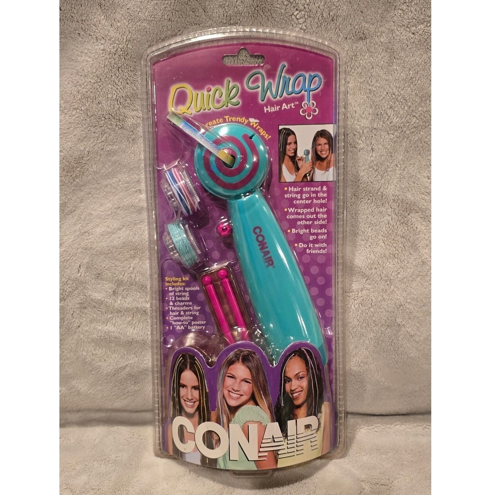2002 Conair Quick Wrap Hair Art Spinning String Twist Color Wrap Tool Y2K